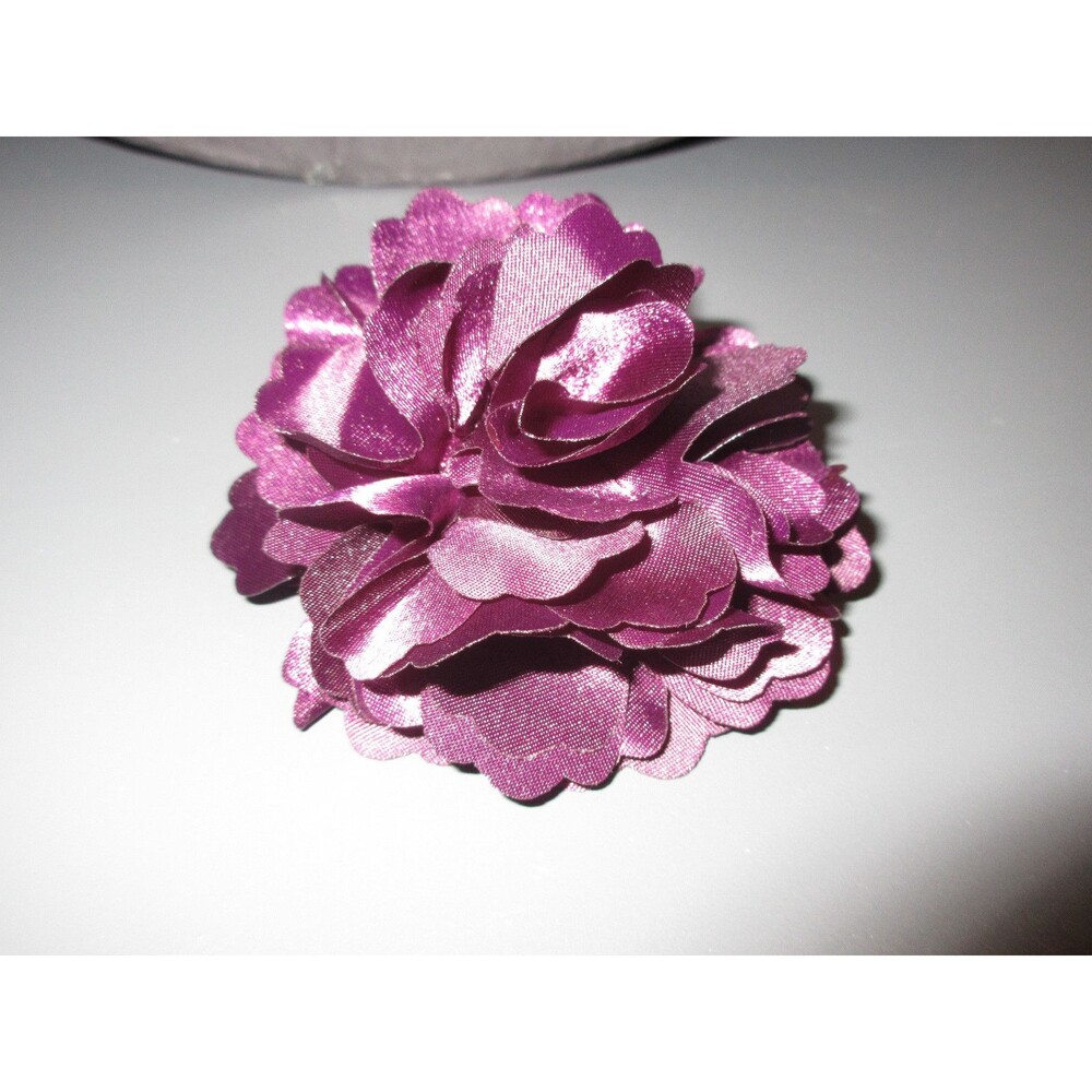 Purple satin flower pin barrette broach